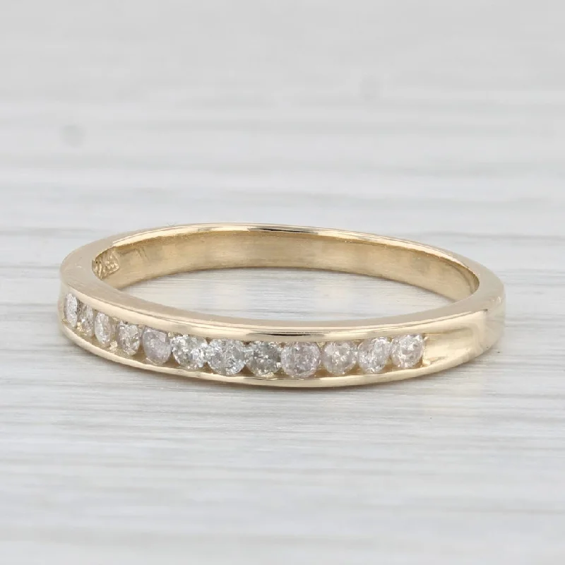 women’s vintage style engagement rings-0.25ctw Diamond Wedding Band 14k Yellow Gold Sz 6.25 Stackable Anniversary Ring