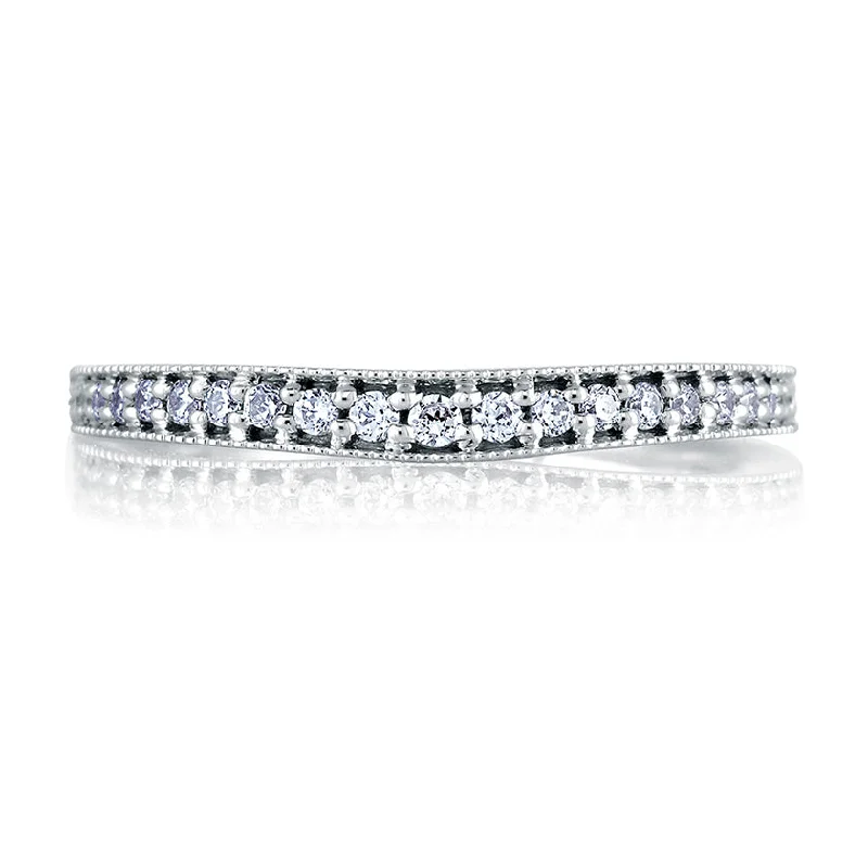 platinum engagement rings for women-A.Jaffe Signature Milgrain Pave Diamond Wedding Band MRS441/21