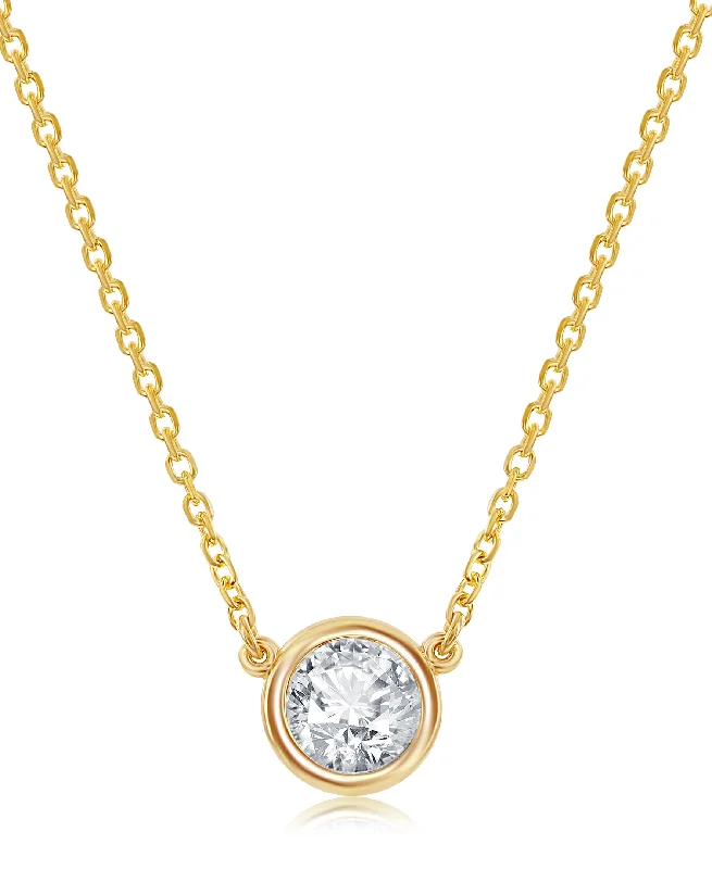 women’s handmade gold necklaces-14K Yellow Gold Bezel-Set Diamond Solitaire Necklace - 3/8ct, G, SI1