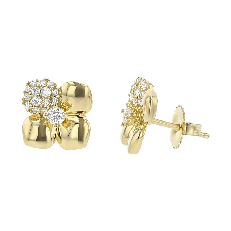 women’s pearl stud earrings-Enchanted Garden Diamond Petal Stud Earrings