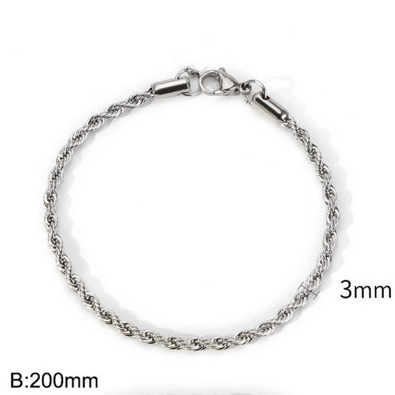 Steel Color (Width 3mm)|Bracelet 8 Inches (Length 20cm)