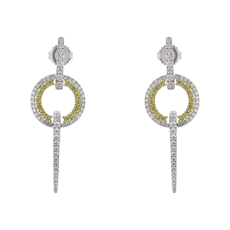 women’s sterling silver earrings-Circle Sphere Diamond Drop Earrings