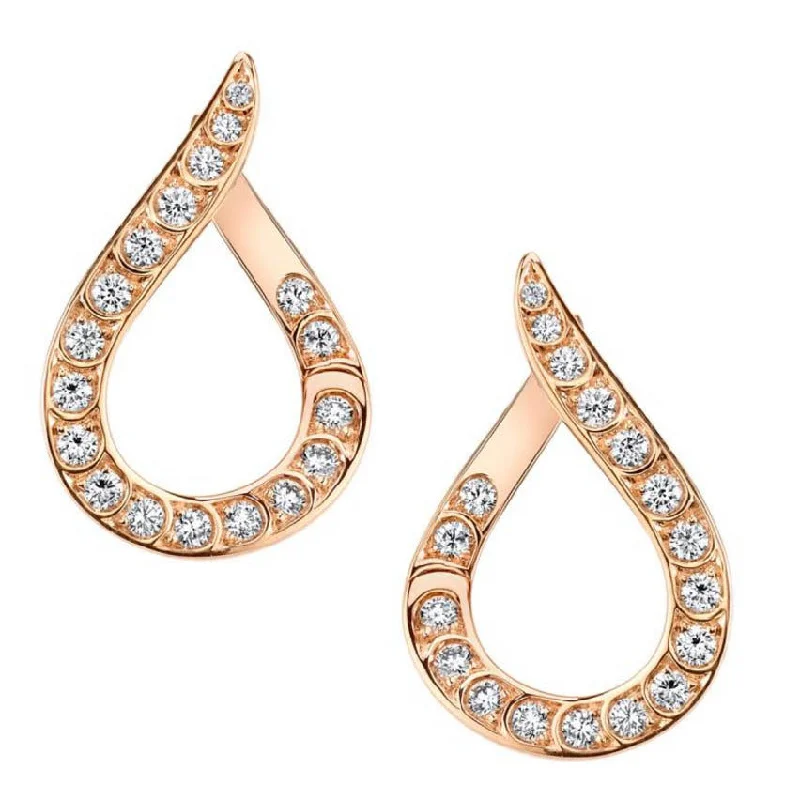 gold earrings for women-Dew Drop Shaped Artisan Pave Diamond Earrings