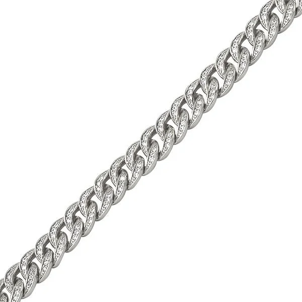 women’s open cuff bracelets-Rhodium Miami Cuban CZ Bling Bracelet 8MM