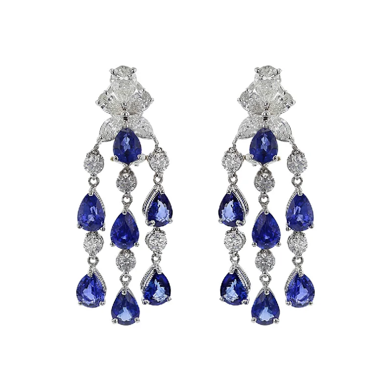 women’s adjustable earrings-Ceylon Sapphire and Diamond Dangle Earrings