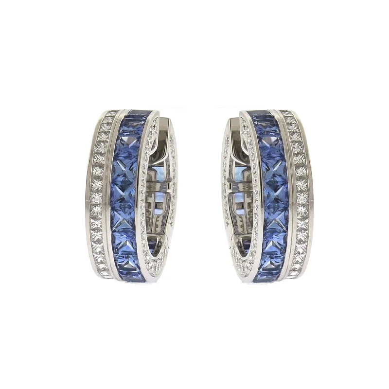 women’s fashion-forward earrings-French Cut Sapphire and Diamond Masterpiece Clutch Earrings