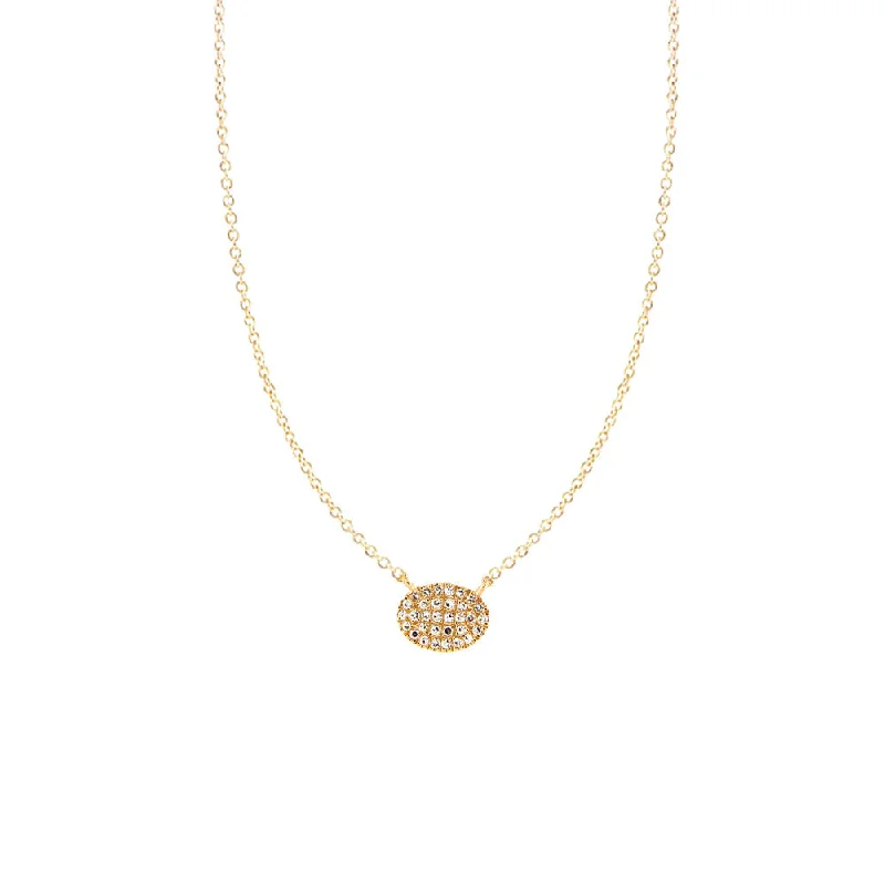 women’s multi-strand necklaces-14 Karat Yellow Gold Oval Necklace with Round Diamonds