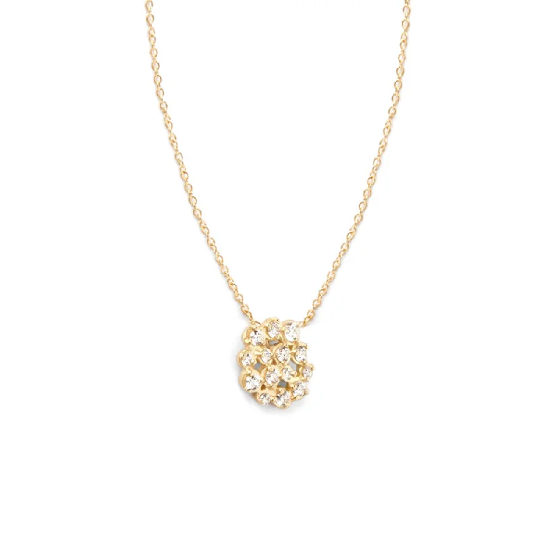 women’s bold necklaces-18 Karat Yellow Gold Diamond Cluster Necklace