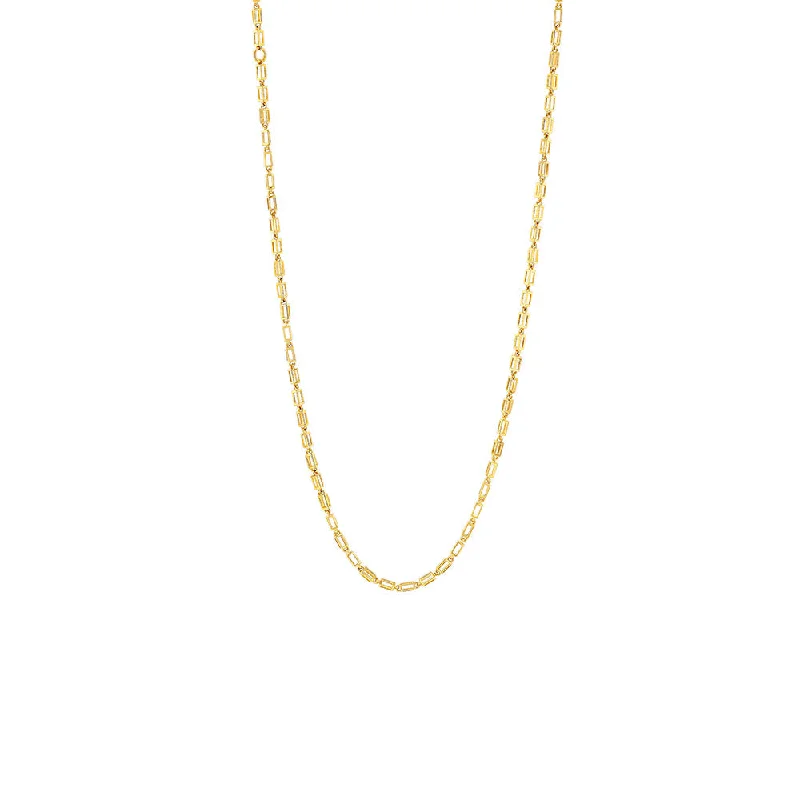 women’s minimalistic necklaces-18 Karat Yellow Gold Block Necklace