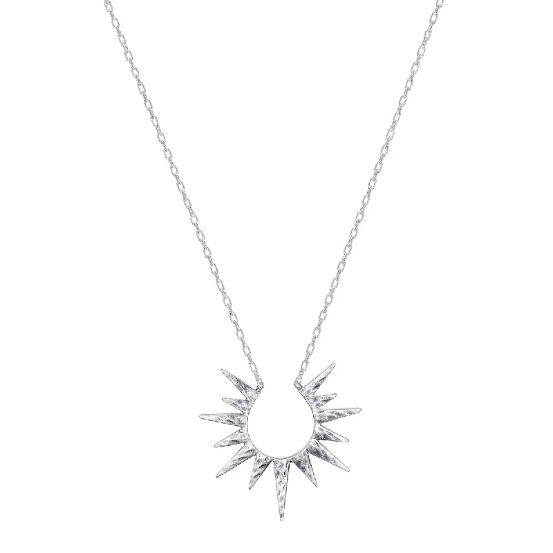 women’s birthstone pendant necklaces-Incandescent Glow Silver Starburst Necklace