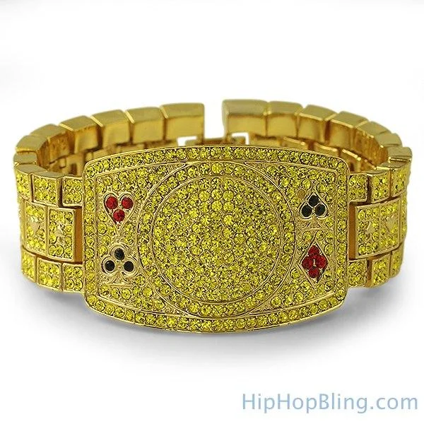 women’s delicate bangles-Texas Hold Em Poker Fan Lemonade Iced Out Bracelet