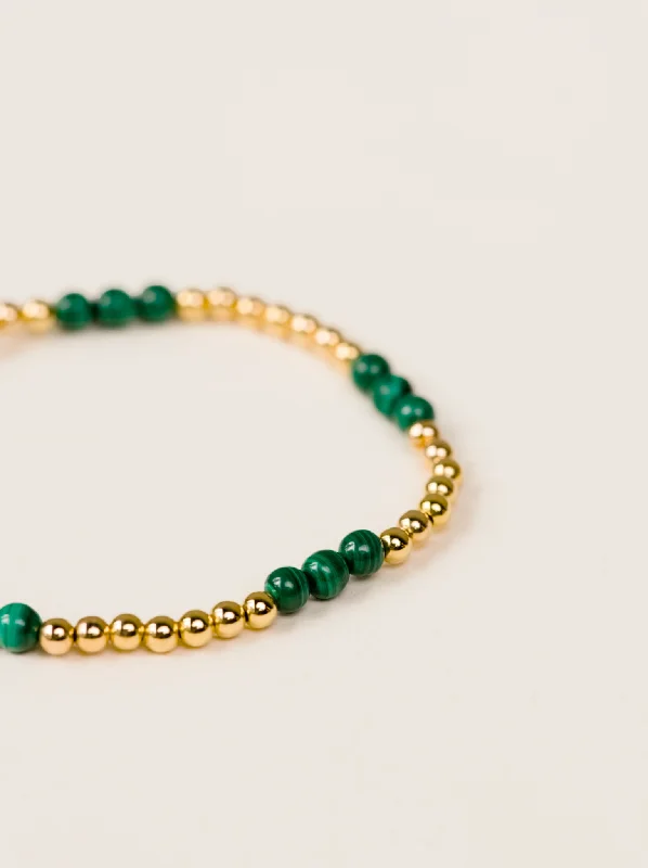 women’s adjustable bracelets-Malachite Beaded Bracelet