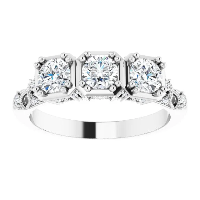 women’s engagement rings with matching bands-0.87 ct.  Round Diamond Vintage Inspired Wedding Band