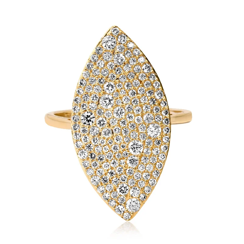 women’s stackable rings-Illuminating Full Shine Pave Diamond Marquis Ring