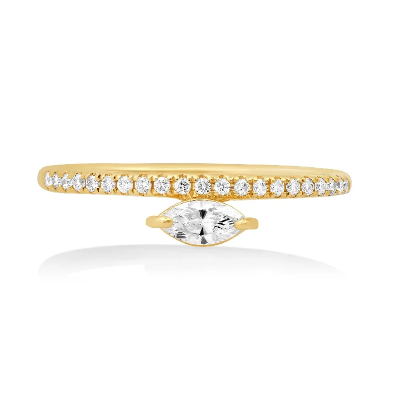 women’s fashion engagement rings-Diamond Solo Shape and Pave Band Stacking Ring