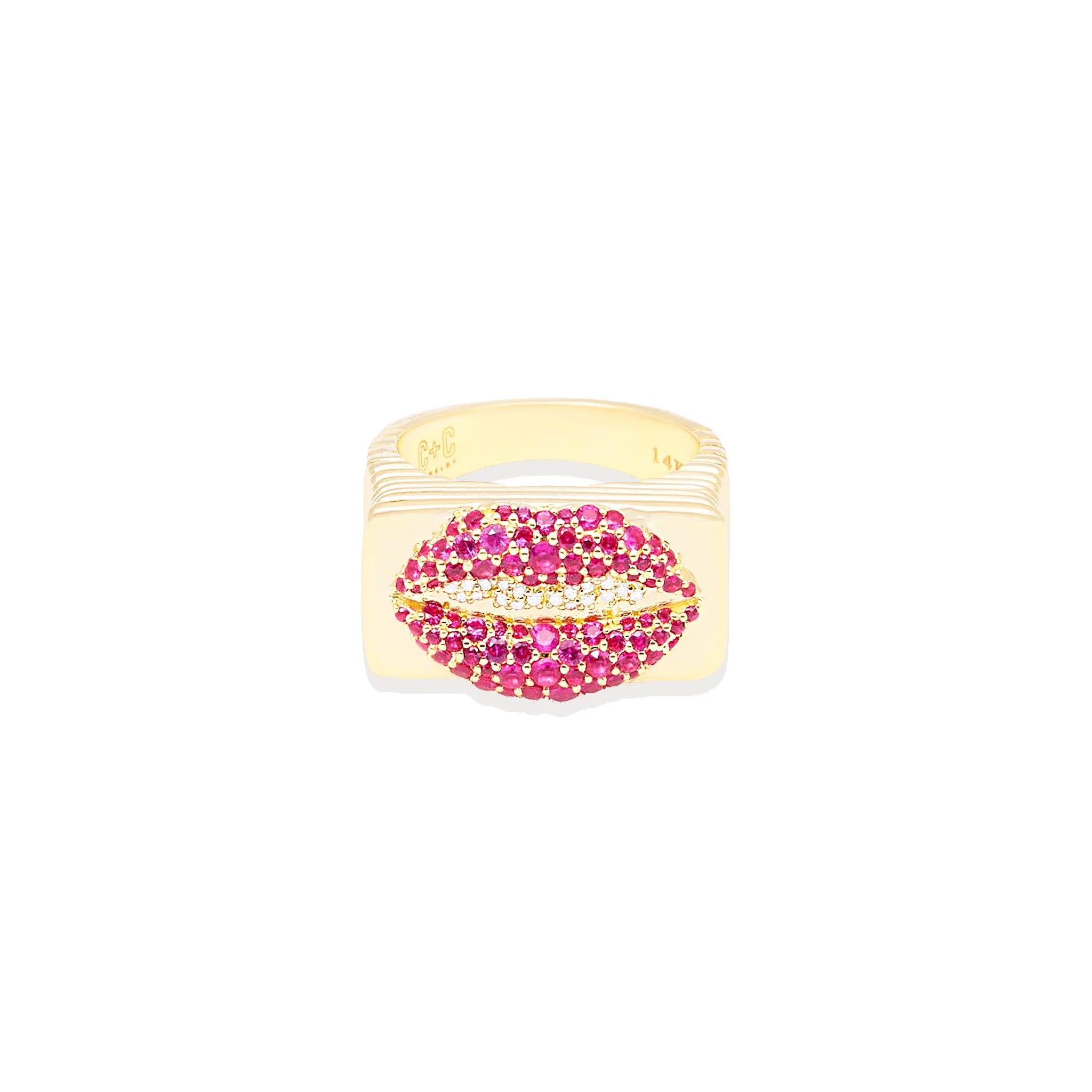 custom rings for women-Juju Ruby & Diamond Lips Ring