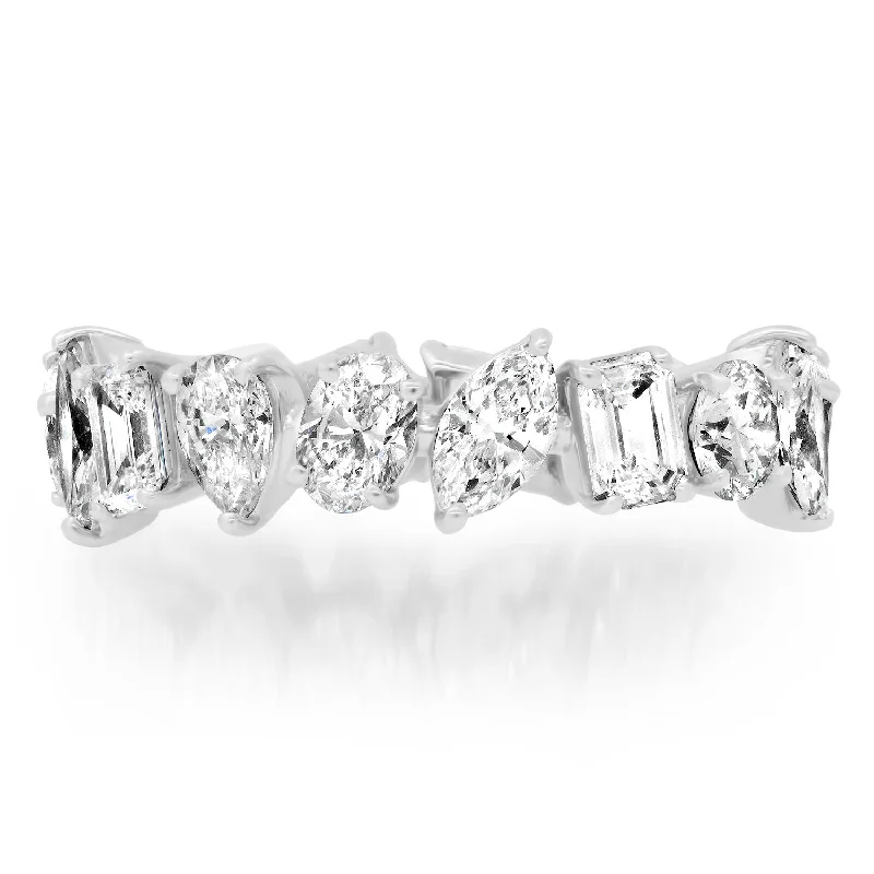 women’s white diamond rings-Sustainable Multi-Shape Diamond Eternity Band Ring