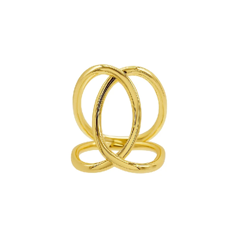 women’s trendy rings-14k Gold Plated Tall Infinity Ring