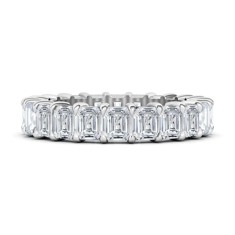 women’s colorful engagement rings-Lab Grown Emerald Cut Diamond Eternity Band