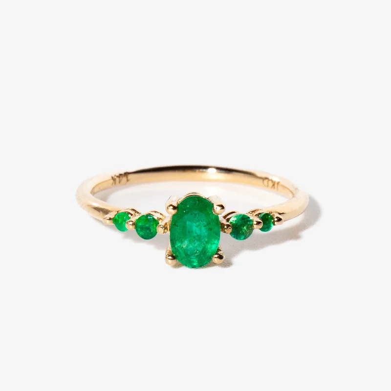 women’s designer engagement rings-Emerald Pebble Ring