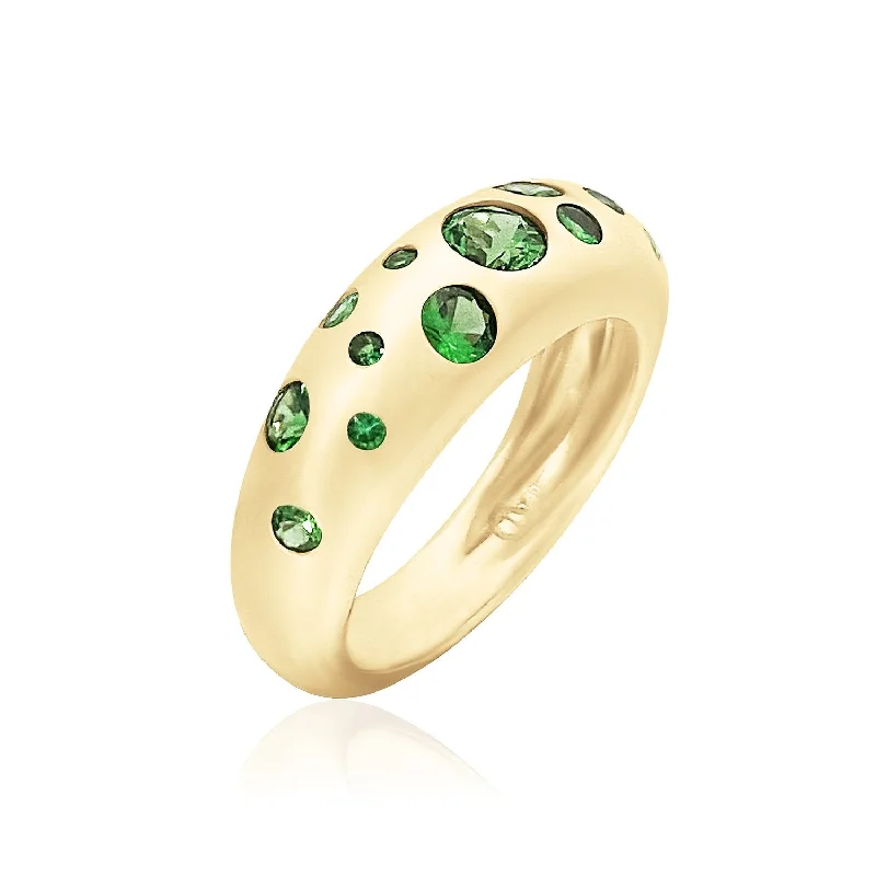 women’s vintage-inspired rings-Polka Dot Tsavorite Nomad Dome Ring