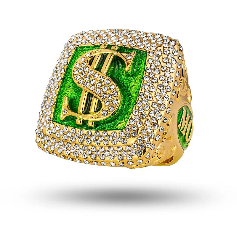 women’s gold wedding bands-Money Talks Bling Ring