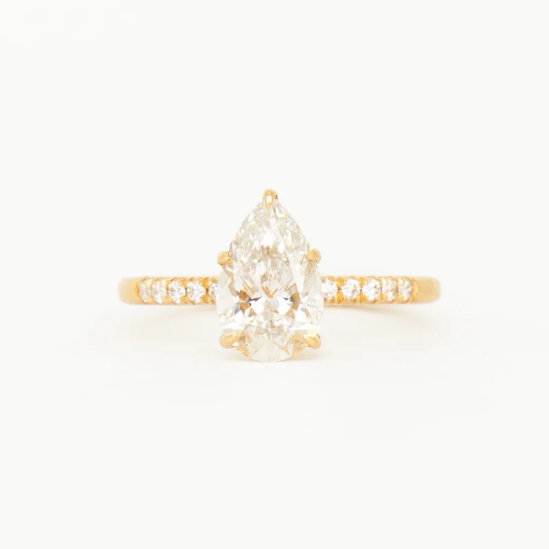 women’s bridal rings-Pear Diamond Pavé Vault Ring