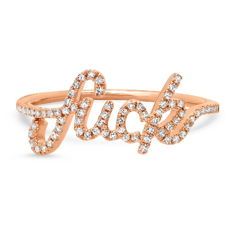 women’s 18k gold rings-Cursive Diamond Fuck Ring