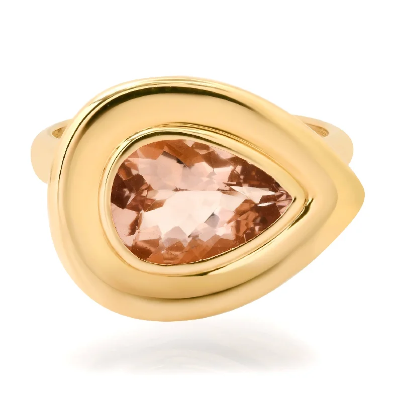 women’s diamond rings-Bezel Set Chic & Sleek Morganite Statement Ring