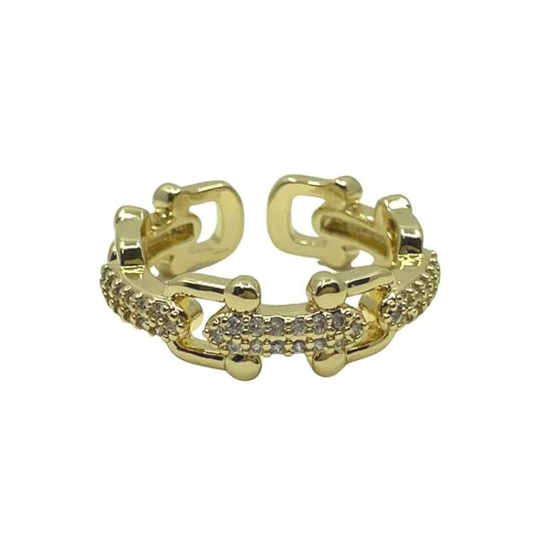 women’s eternity rings-Adjustable Ring: 18kt Gold Fill ULink CZ (RG4005)