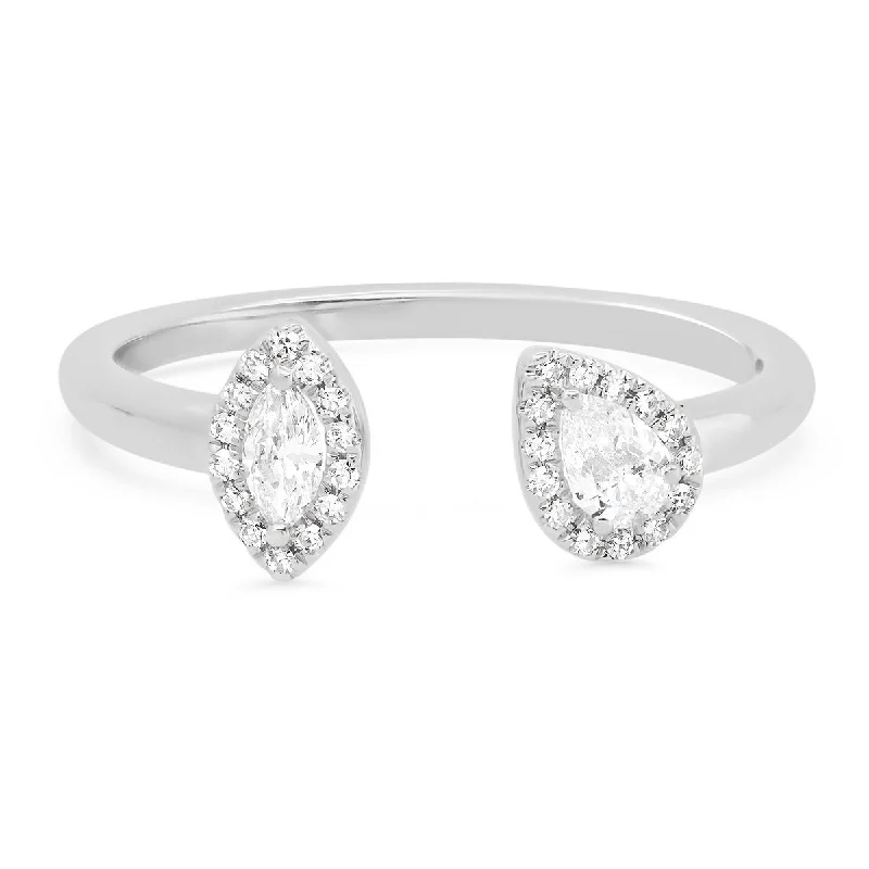 women’s cubic zirconia rings-Marquis & Pear Shaped Diamonds Open Ring