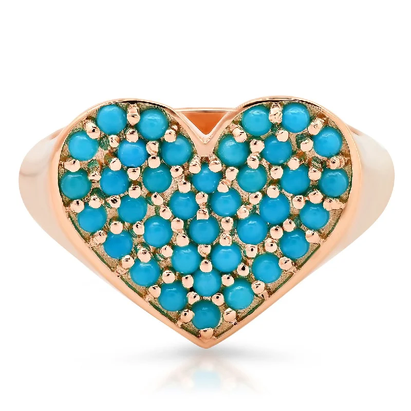 women’s classic wedding bands-The Ashleigh Bergman Collective x Ariel Gordon Jewelry Turquoise Heart Signet Ring