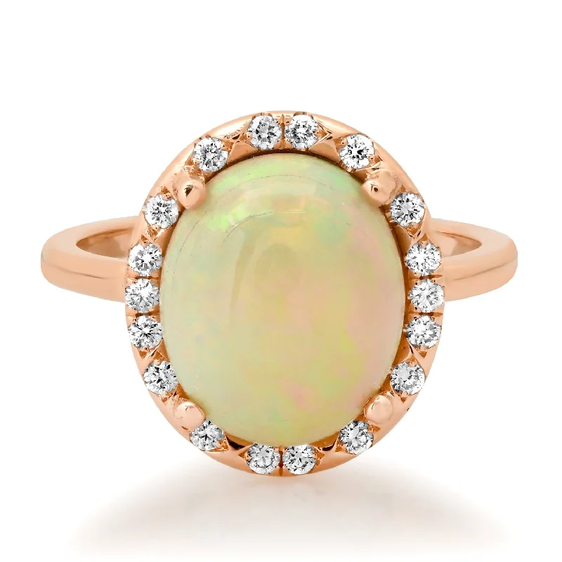 women’s cubic zirconia rings-One of a Kind Grey Australian Opal & Diamond Statement Ring