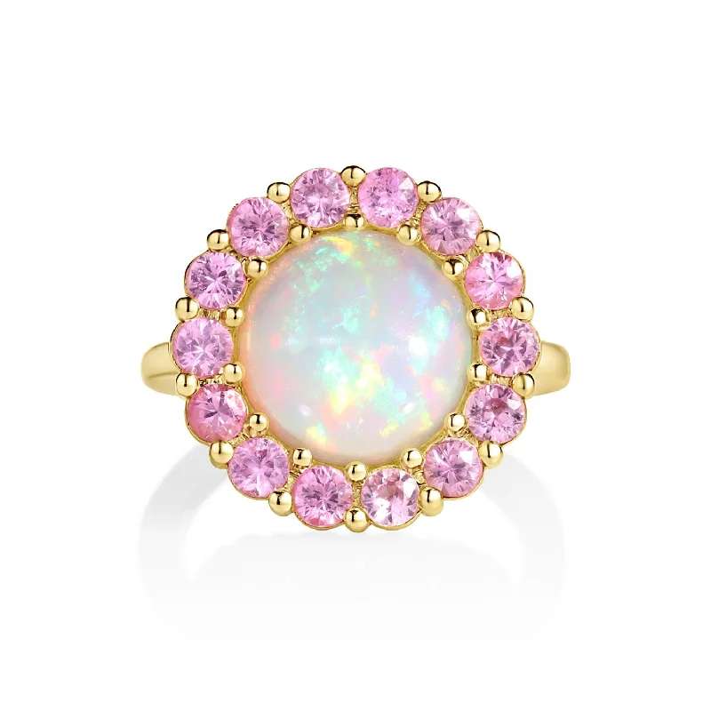 women’s luxury engagement rings-Opal & Pink Sapphire Dolly Statement Ring