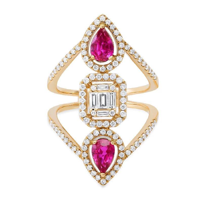 women’s personalized rings-Goddess Ruby & Diamond Statement Ring