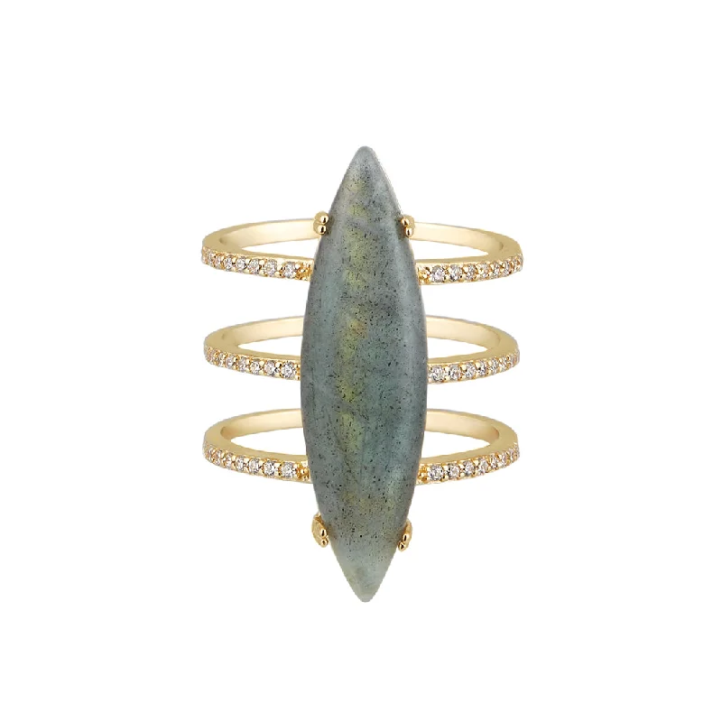 wedding rings for women-14k Gold Vermeil Labradorite Marquis Ring