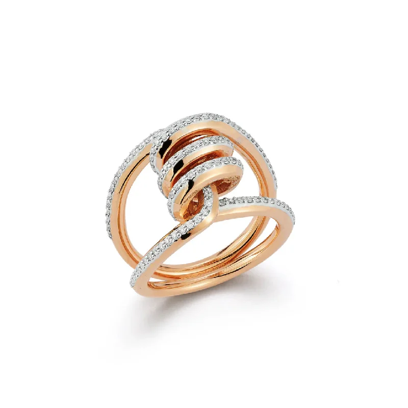 custom design rings for women-Huxley Gold or Diamond Single Coil Link Ring