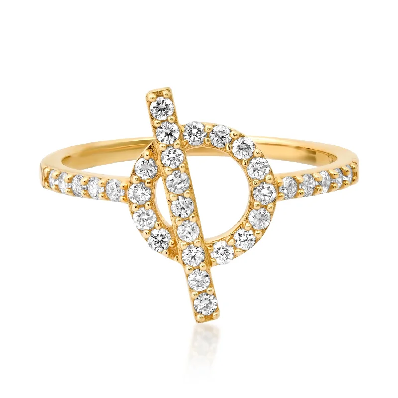 women’s rare gemstone rings-Affixed Diamond Toggle Statement Ring