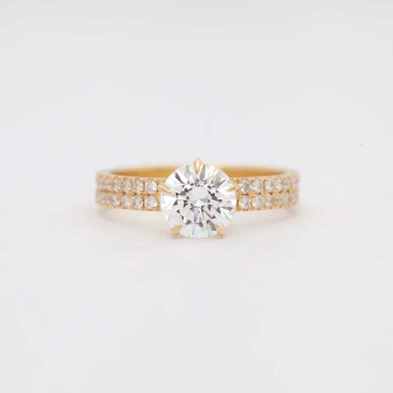 women’s designer gold rings-Maxi Pavé Vault Five-Prong Solitaire