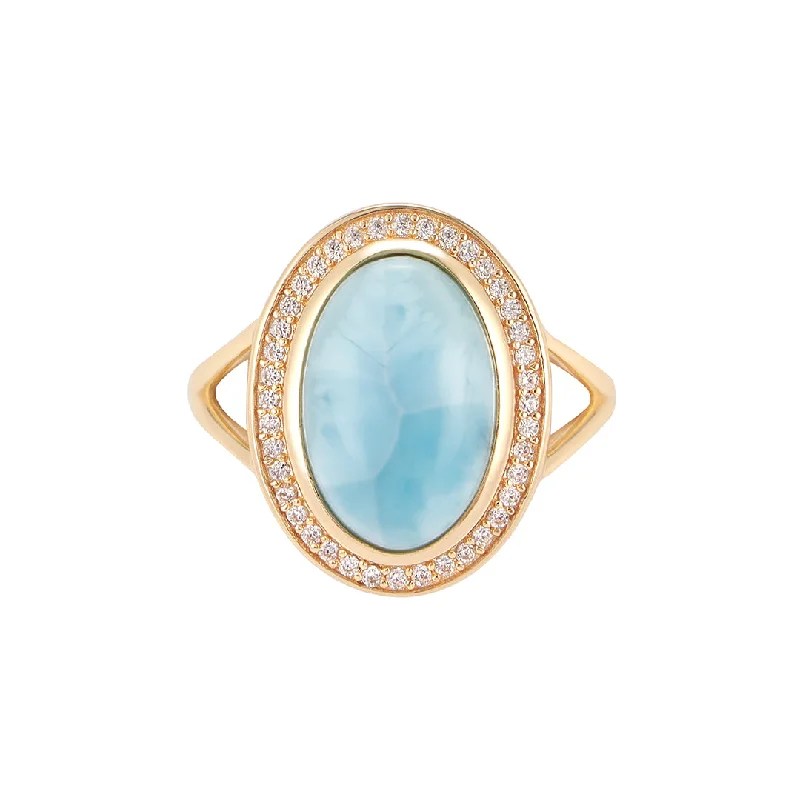 women’s diamond rings-14k Gold Vermeil Larimar Halo Ring