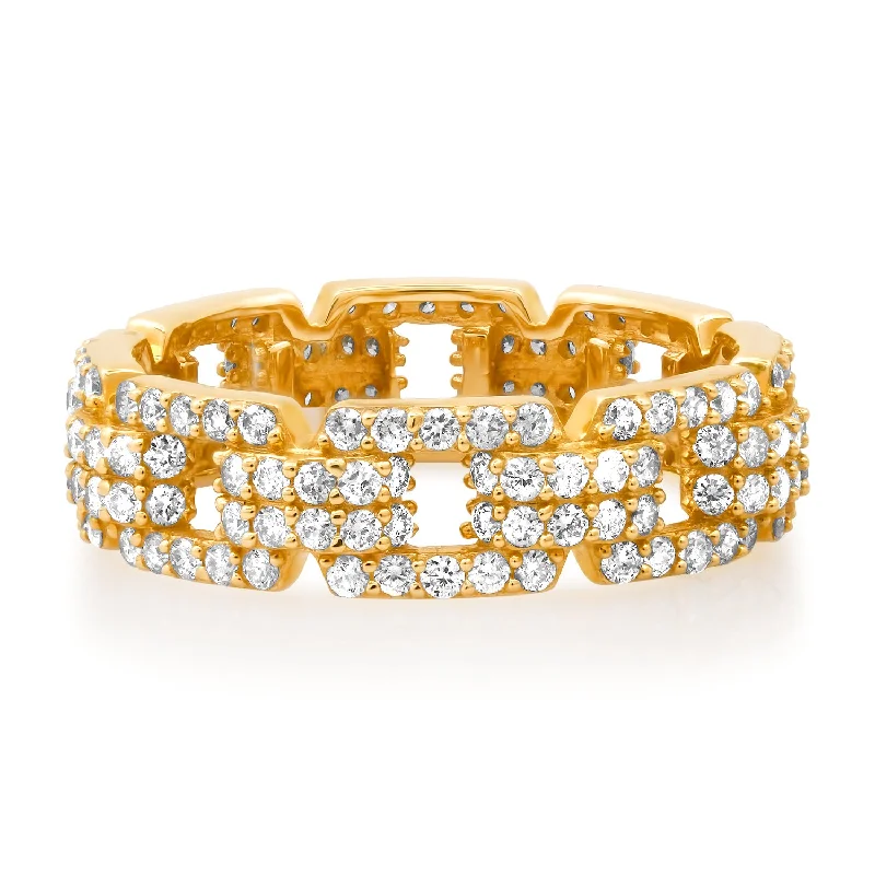 women’s multi-stone rings-Chic Pave Diamond Chain Ring