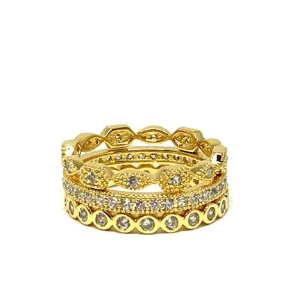 women’s promise rings-3 Stack Ring: Gold Vermeil (RG3/455)