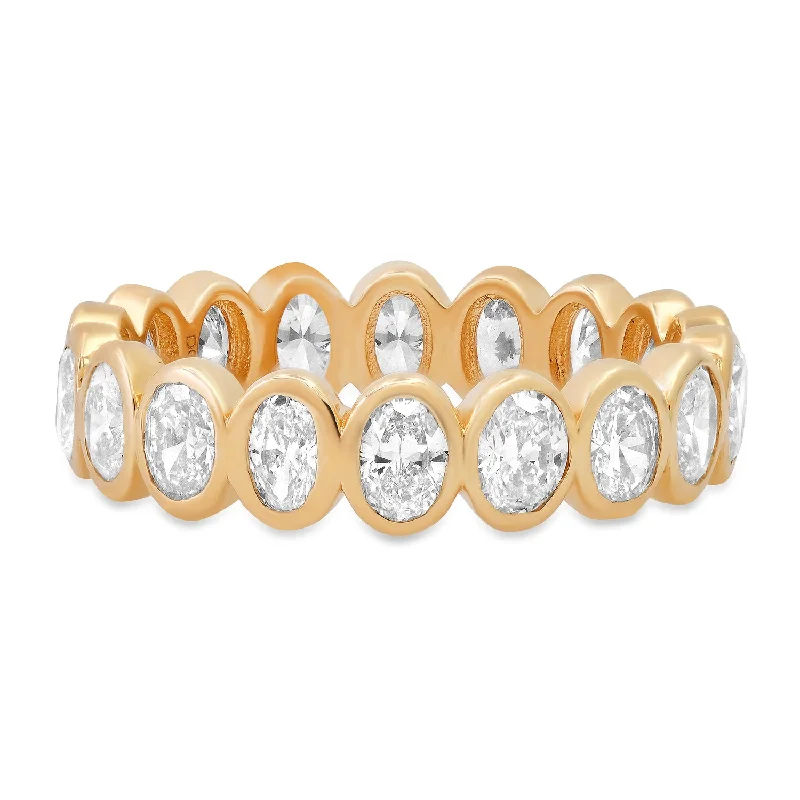 women’s fancy rings-Bezel Set Oval Diamond Eternity Band Ring