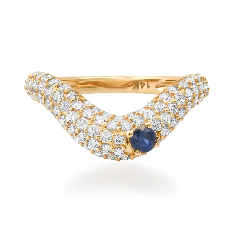 women’s birthstone rings-In Awe Wavy Diamond & Gemstone Stacking Ring