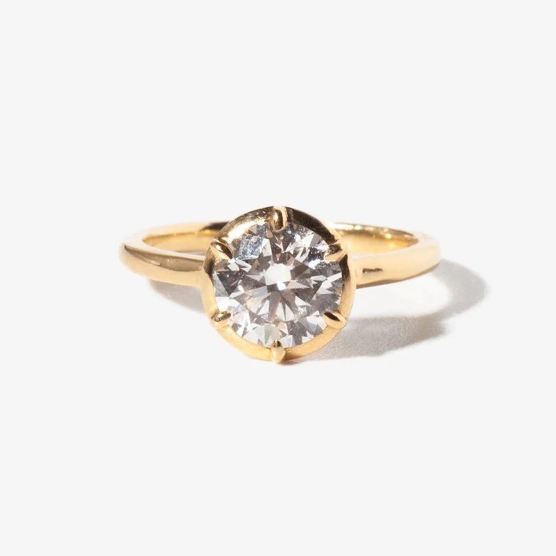 women’s vintage rings-Round Diamond Tableau Solitaire