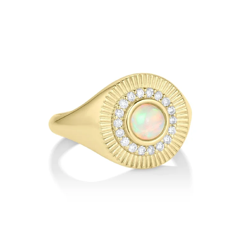 engagement rings for women-Round Sunbeam Opal Ring