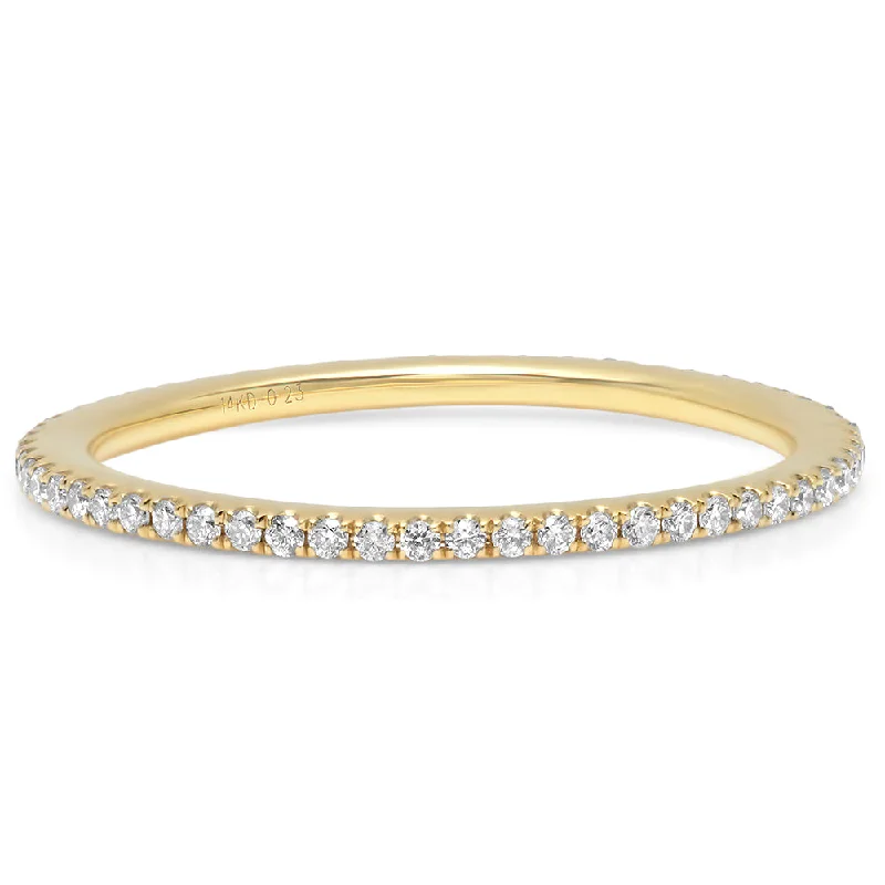 women’s trendy wedding rings-Gold Micro Pave Diamond Eternity Band Ring