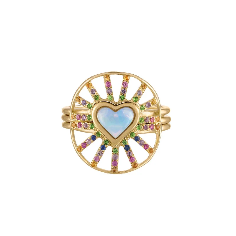 women’s high-quality rings-Opal & Sapphire Nesting Ring Set