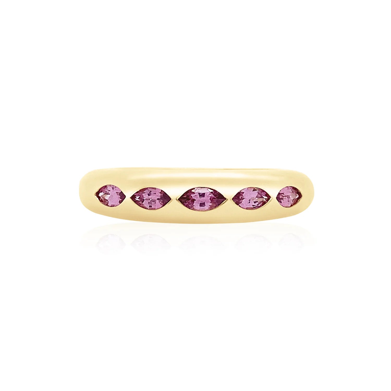 women’s fine gold rings-Marquise Five Gemstone Skinny Ring