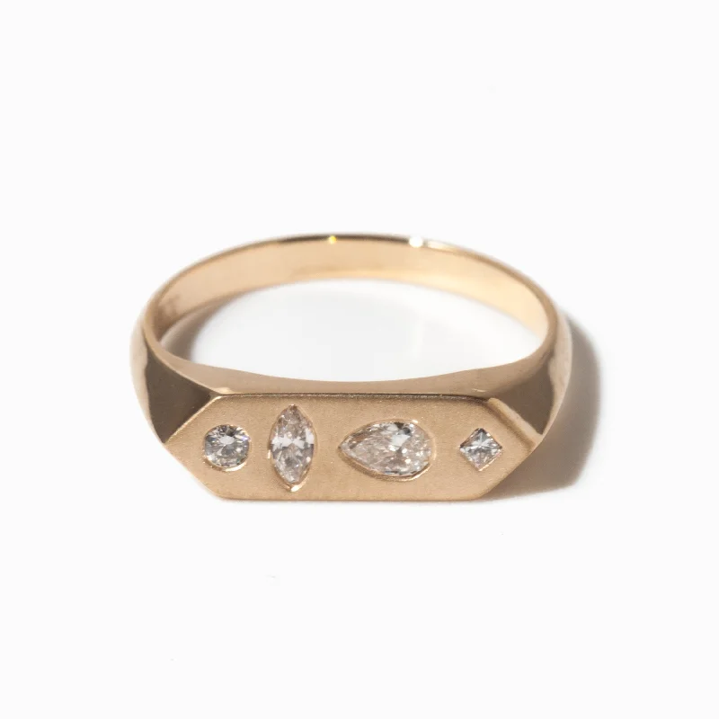 women’s trendy engagement rings-Mosaic Bar Signet Ring